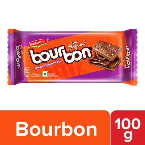 BRITANNIA BOURBON CHOCOLATE CREAM BISCUITS, 50+10 G